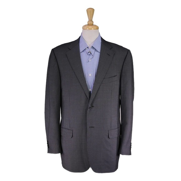 Corneliani Other - Corneliani Recent Gray Thin Striped 2-Btn Wool-Mohair Suit Jacket 42R
